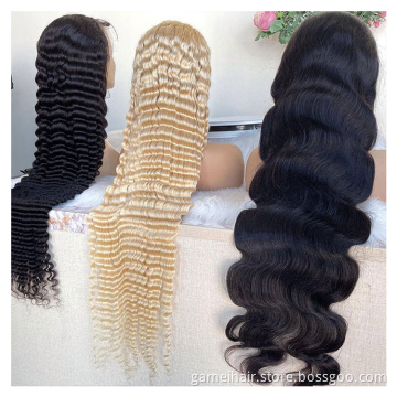 Top Quality natural unprocessed 12A brazilian human hair wig 13*4 HD lace front wig for black woman  wigs human hair lace front